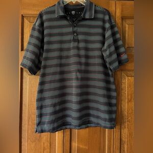 Nike Men's Polo Shirt - Black and Red Stripes